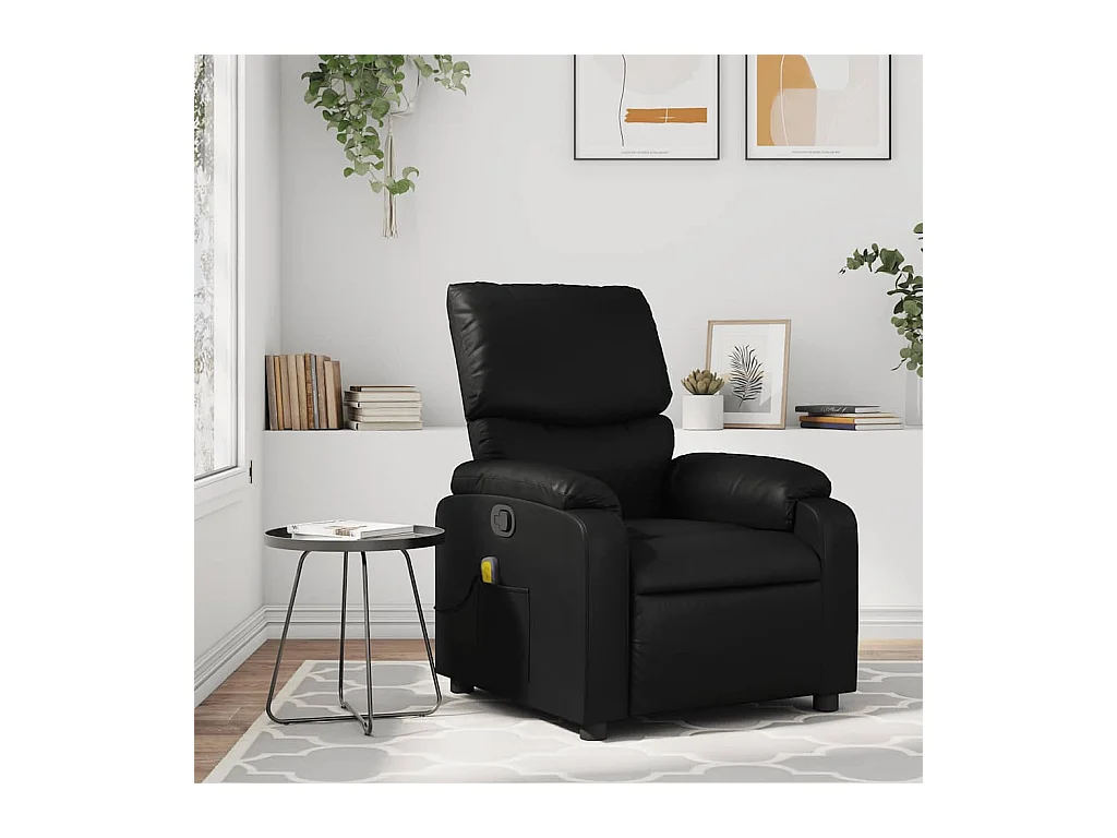 Fauteuil inclinable-Chaise de relax-Fauteuil de Massage noir similicuir SHL5073