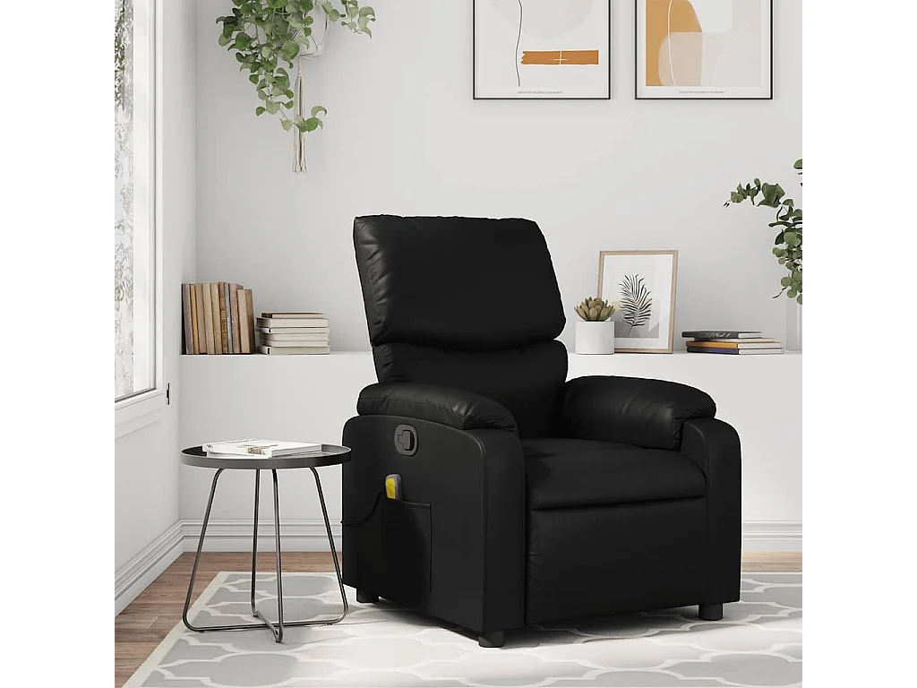 Fauteuil inclinable-Chaise de relax-Fauteuil de Massage noir similicuir SHL5073
