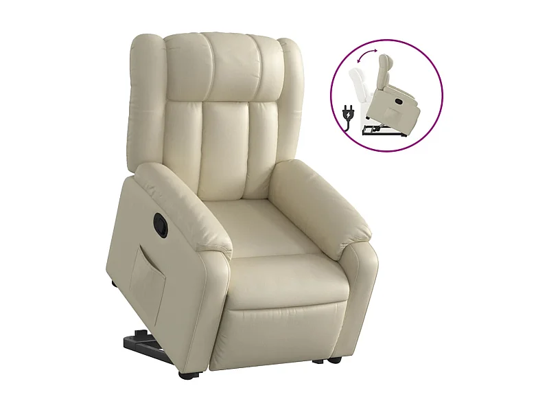 Fauteuil inclinable-Chaise de relax-Fauteuil salon Crème Similicuir SHL2064