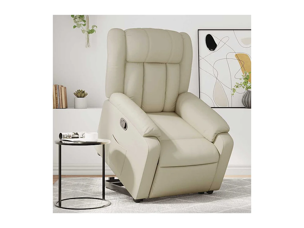 Fauteuil inclinable-Chaise de relax-Fauteuil salon Crème Similicuir SHL2064