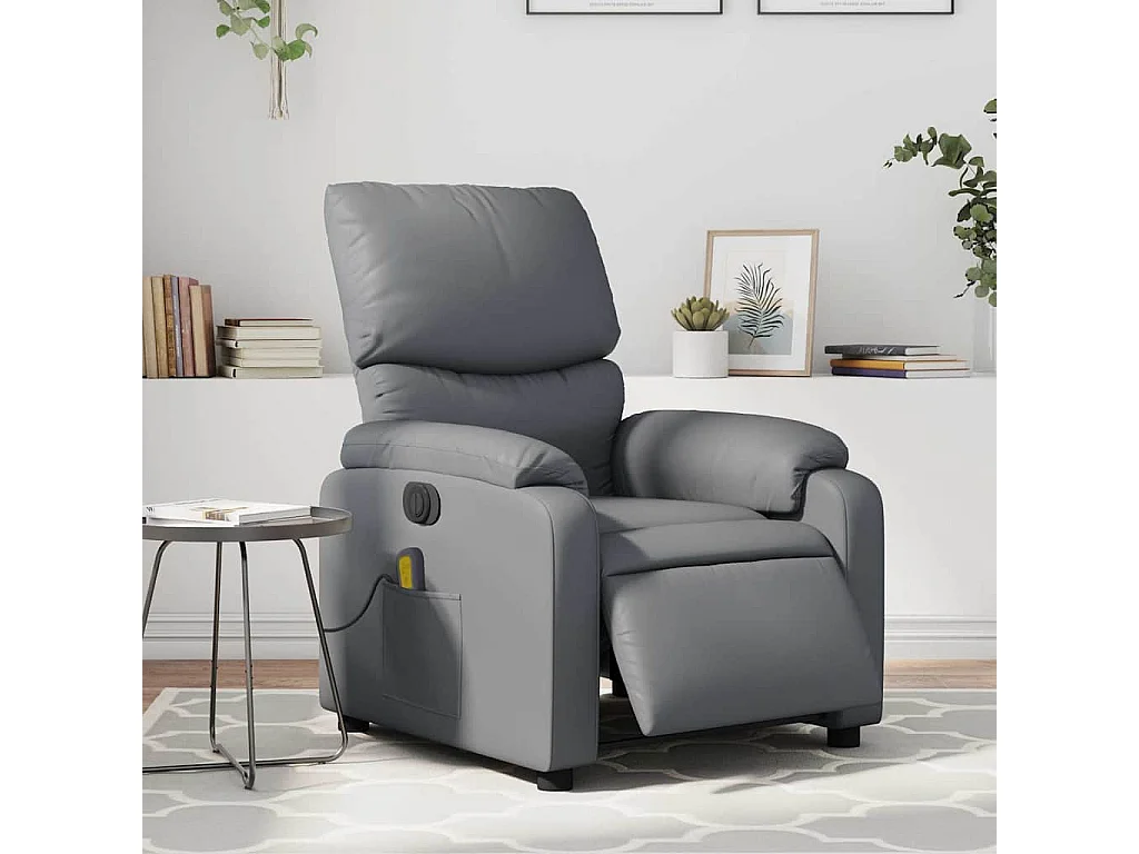 Massagesessel Elektrisch | Relaxsessel indoor Grau Kunstleder SHL26819