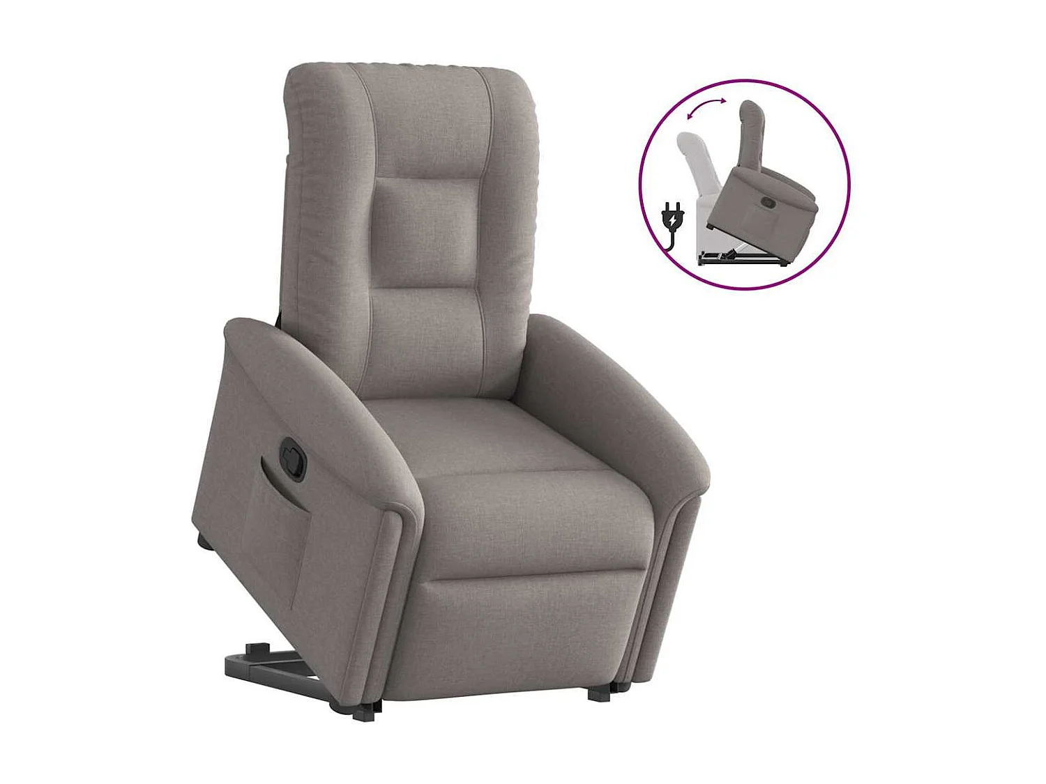 Sillón de relax | Silla | Sillón reclinable elevable tela gris taupe SHL7672