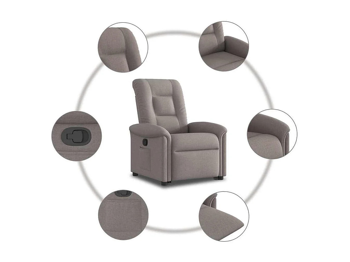 Fauteuil inclinable-Chaise de relax-Fauteuil TV taupe tissu SHL2736