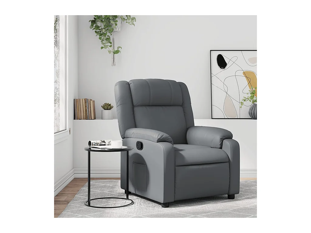 Sillón de relax | Sillón reclinable de cuero sintético gris SHL9232