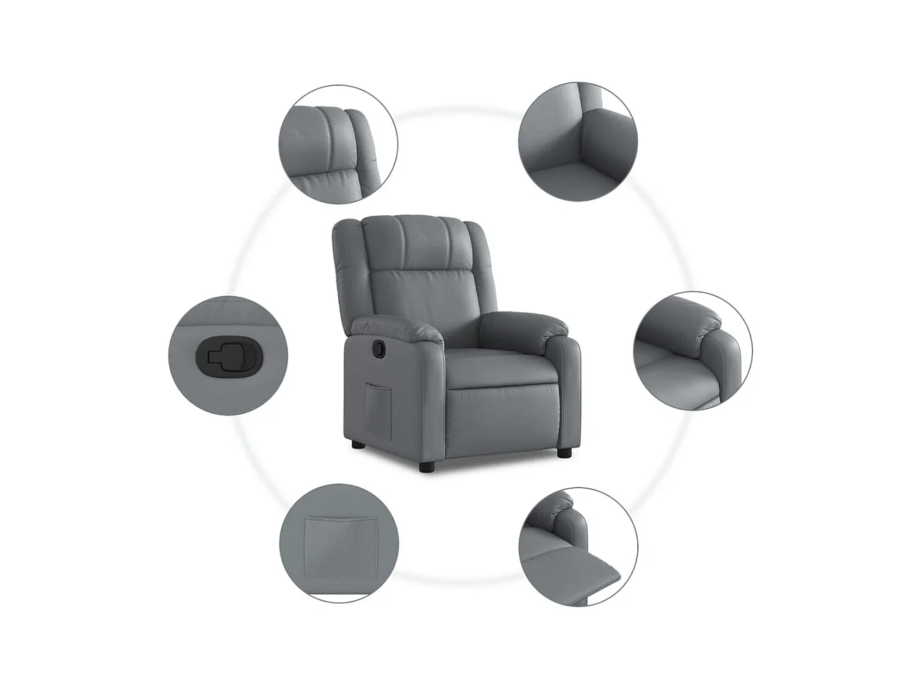Sillón de relax | Sillón reclinable de cuero sintético gris SHL9232