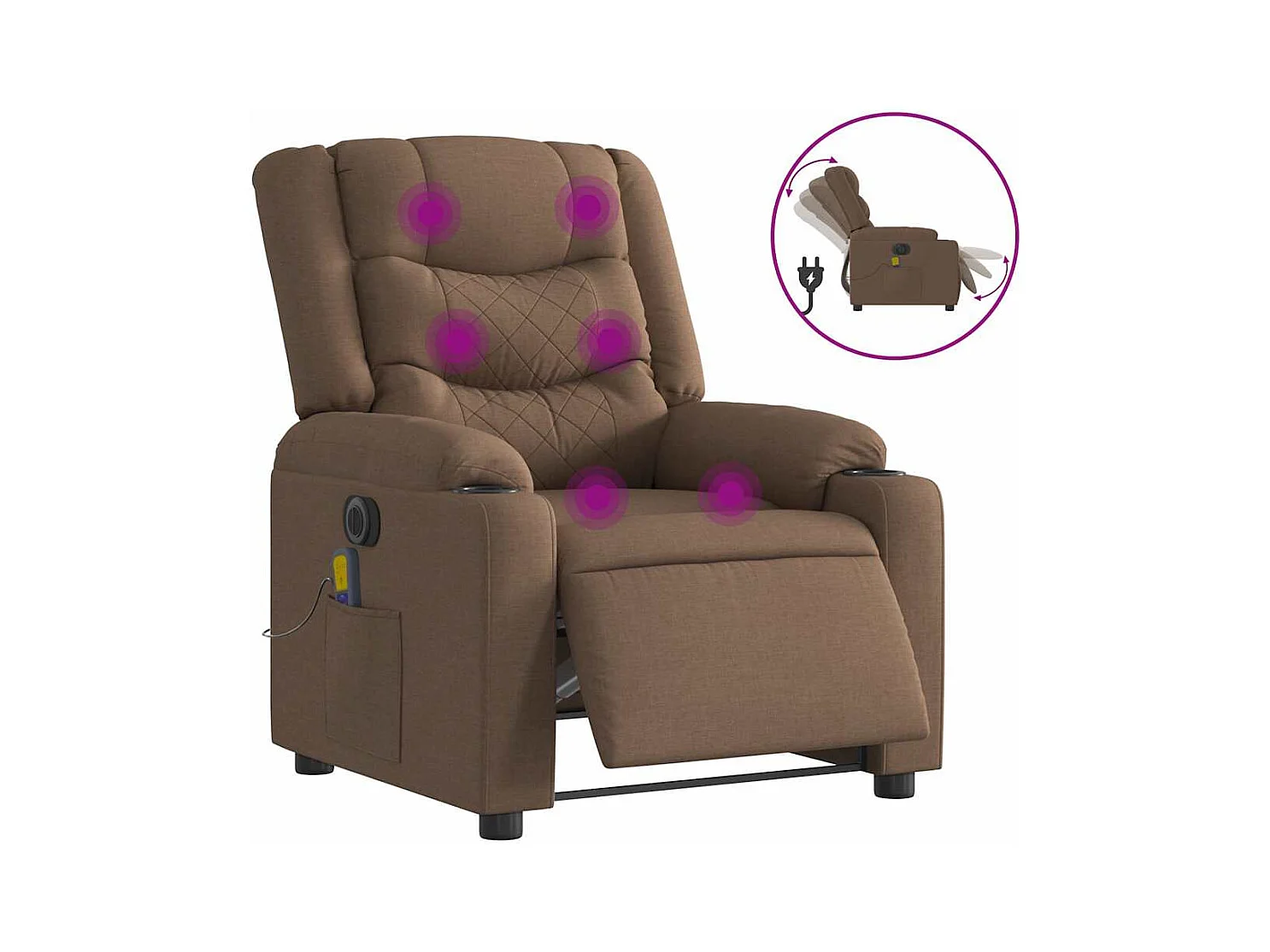 Sillón de relax | Sillón reclinable de masaje eléctrico tela marrón SHL7315