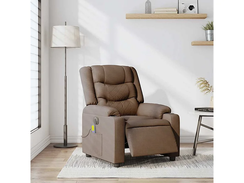 Fauteuil inclinable électrique-Chaise de relax-Fauteuil de Massage marron tissu SHL4732