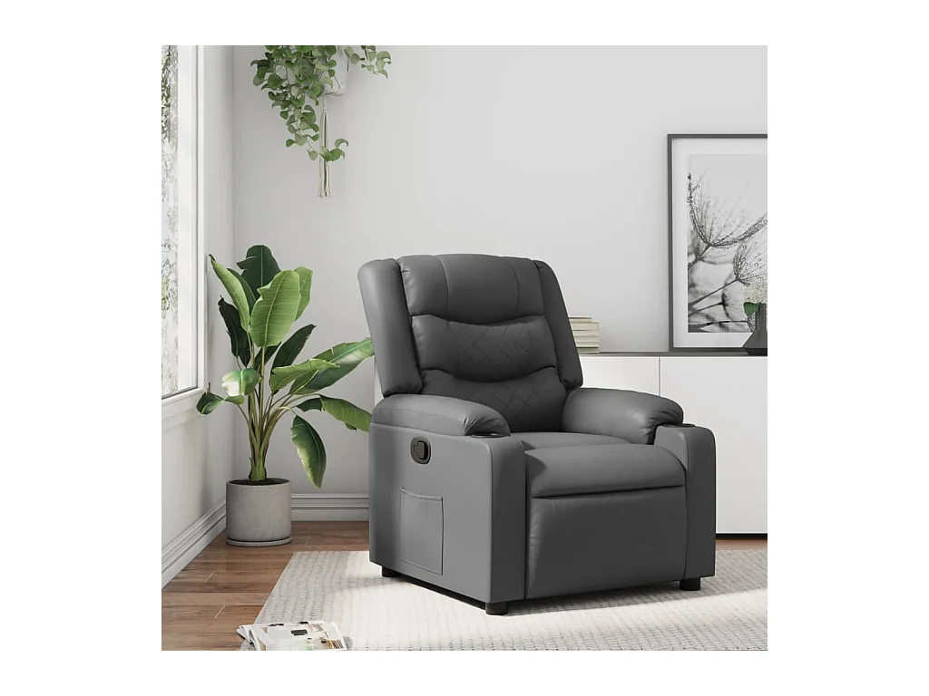 Sillón de relax | Sillón reclinable de cuero sintético gris SHL5381