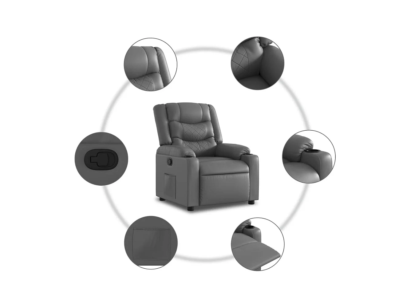 Sillón de relax | Sillón reclinable de cuero sintético gris SHL5381