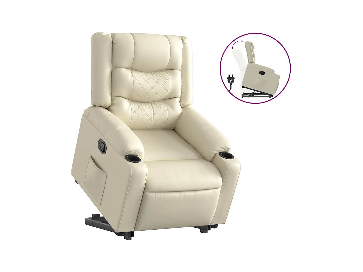Sillón de relax | Sillón reclinable elevable cuero artificial color crema SHL4502