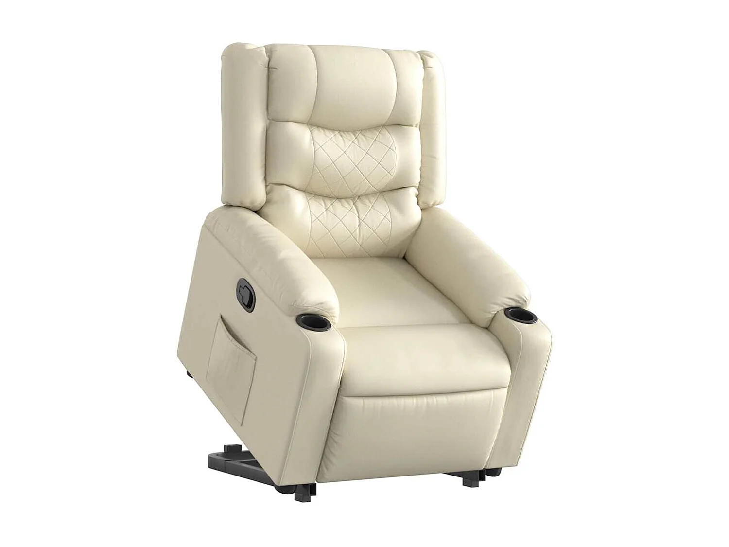 Relaxsessel | Lounge Sessel für Wohnzimmer mit Aufstehhilfe Creme Kunstleder SHL43144