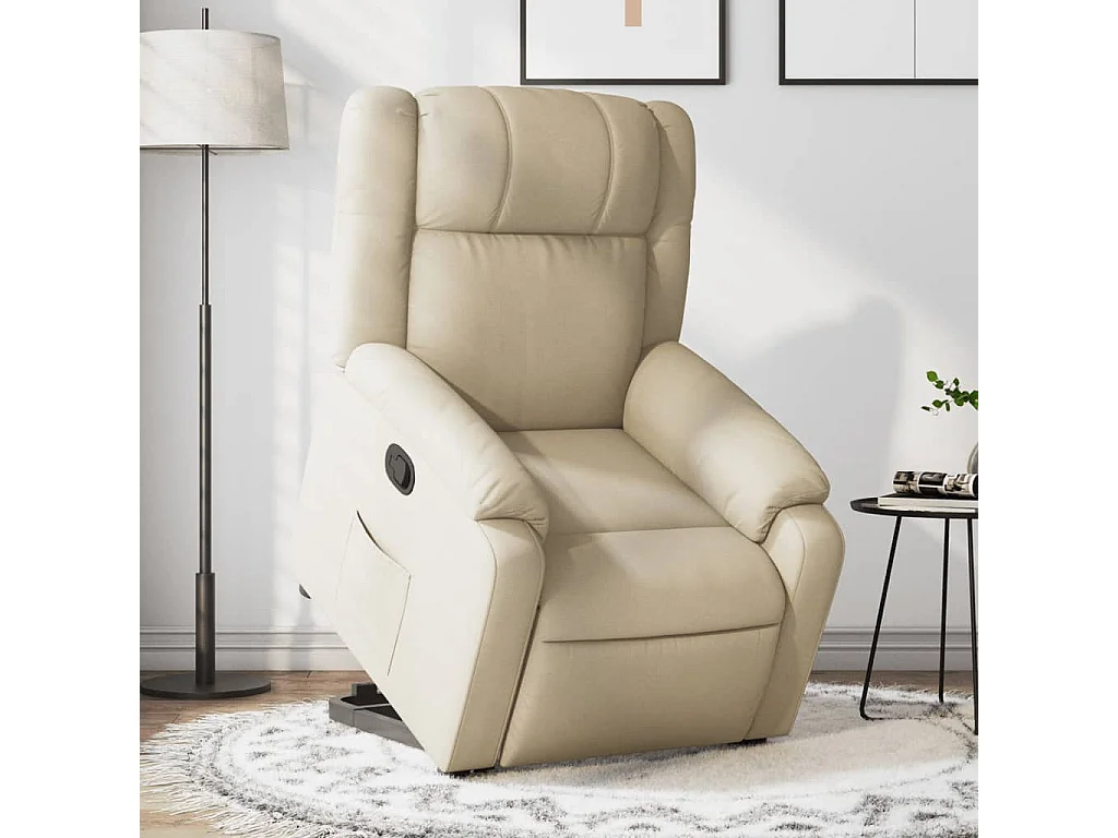 Relaxsessel | Lounge Sessel für Wohnzimmer mit Aufstehhilfe Creme Stoff SHL60295