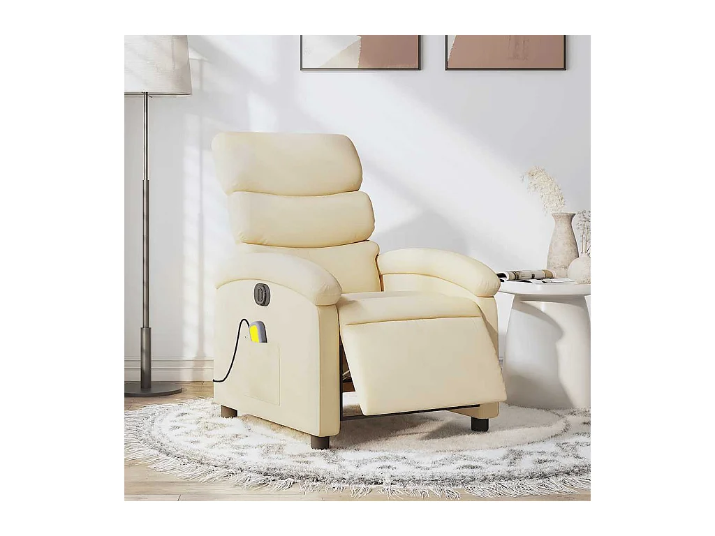 Sillón de relax | Sillón reclinable de masaje eléctrico tela color crema SHL7573