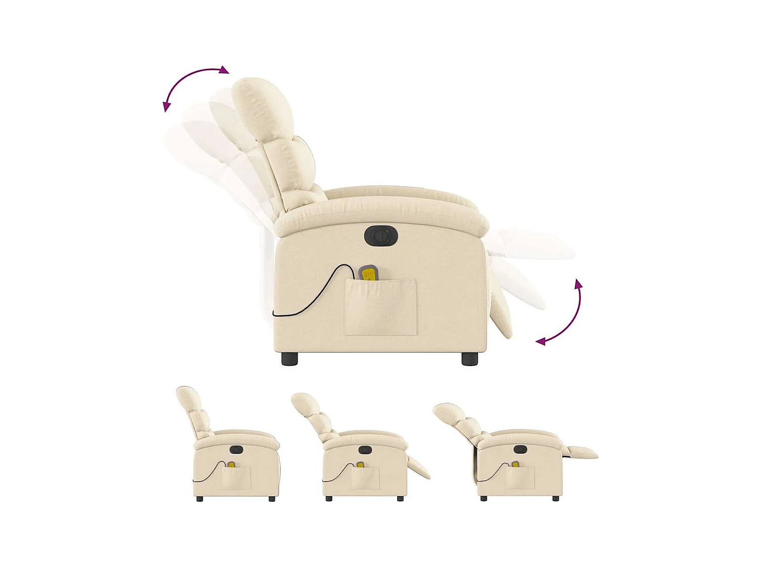 Sillón de relax | Sillón reclinable de masaje eléctrico tela color crema SHL7573