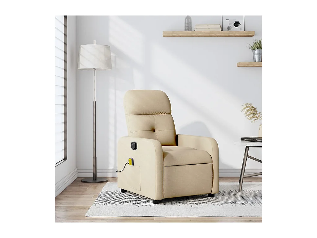 Fauteuil inclinable-Chaise de relax-Fauteuil de Massage crème tissu SHL2785