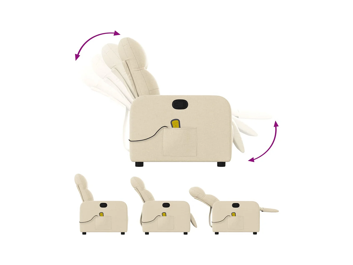 Fauteuil inclinable-Chaise de relax-Fauteuil de Massage crème tissu SHL2785