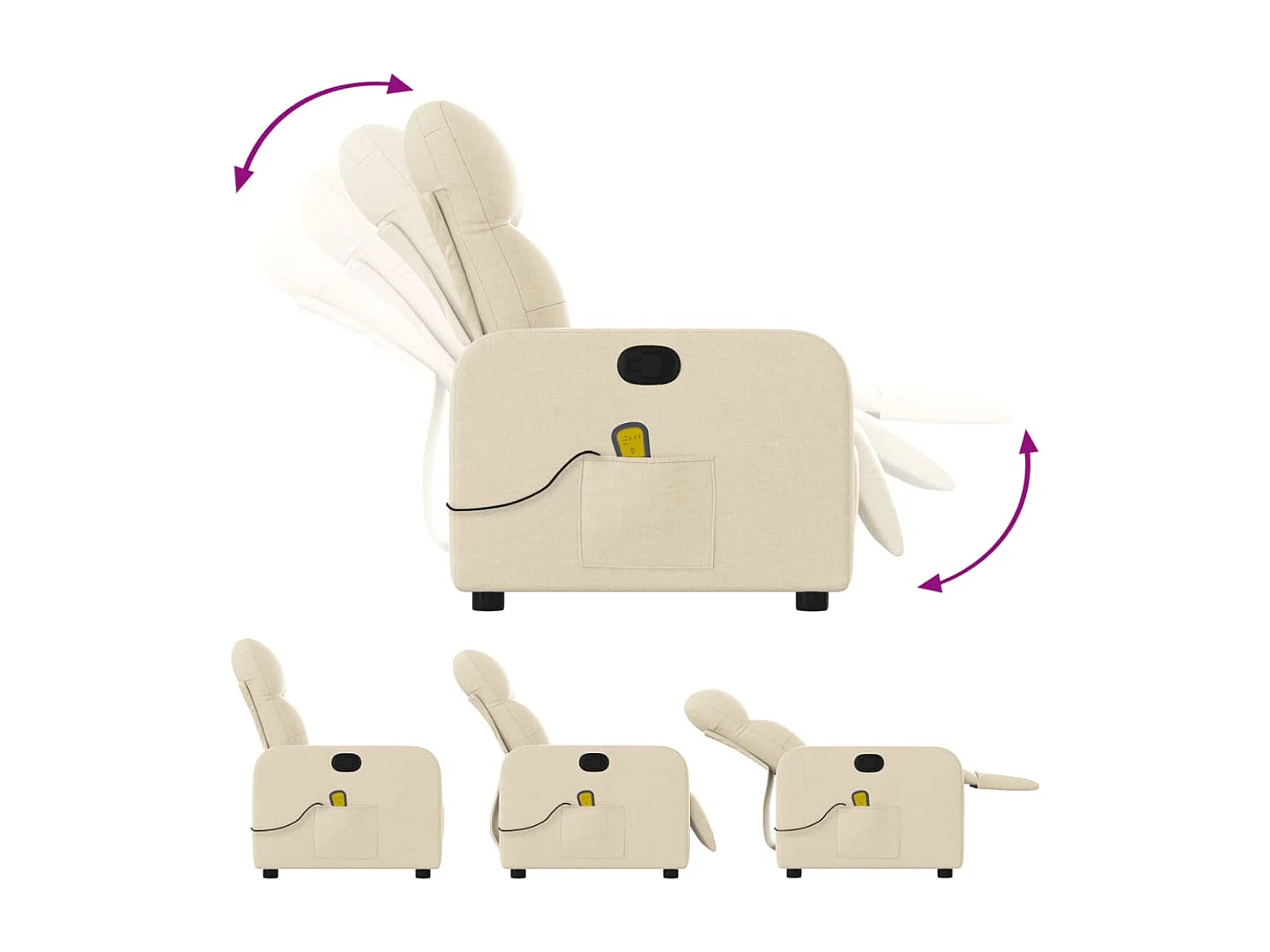 Fauteuil inclinable-Chaise de relax-Fauteuil de Massage crème tissu SHL2785