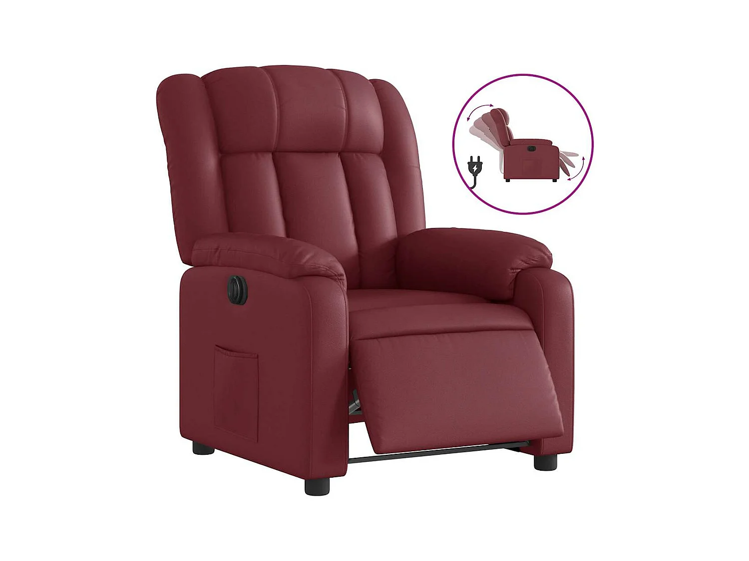 Fauteuil inclinable électrique-Chaise de relax-Fauteuil salon Rouge bordeaux Similicuir SHL3099