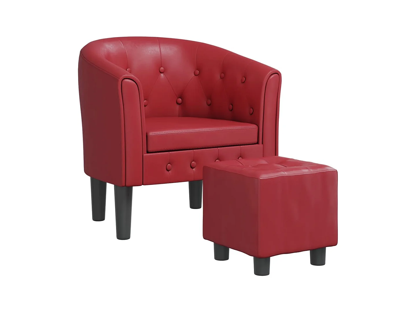 Sillón de salón diseño de cubo con reposapiés cuero sintético rojo tinto SHL3561