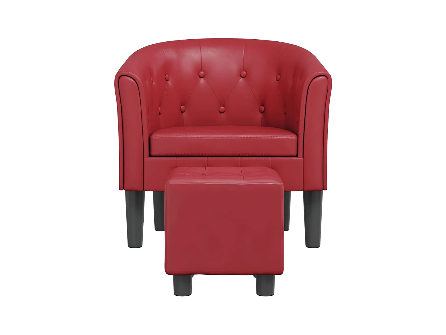 Sillón de salón diseño de cubo con reposapiés cuero sintético rojo tinto SHL3561