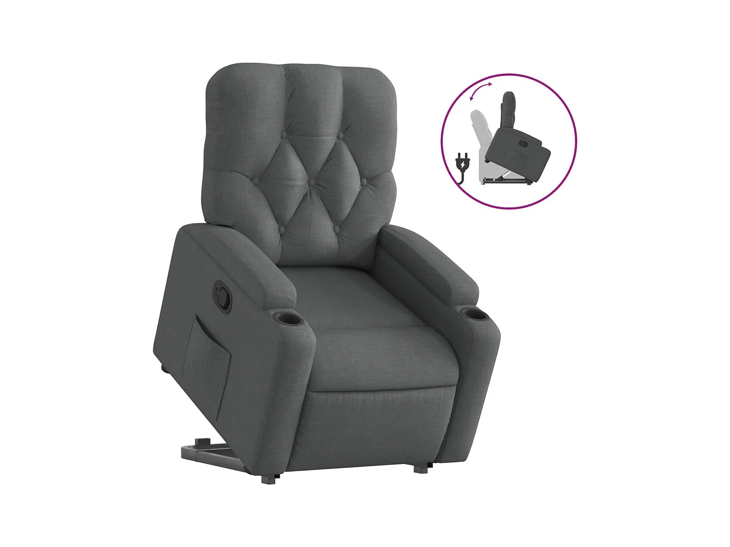 Sillón de relax | Silla | Sillón reclinable elevable de tela gris oscuro SHL5589