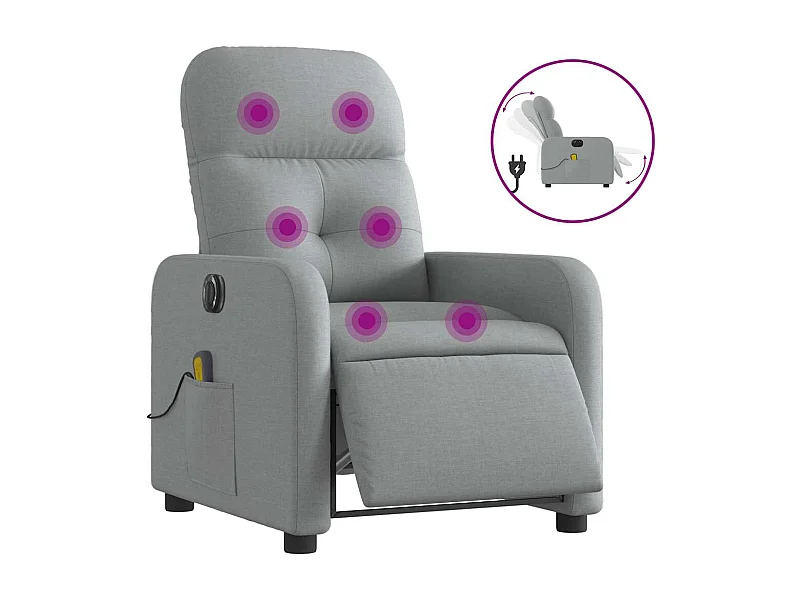 Sillón de relax | Sillón reclinable de masaje eléctrico tela gris claro SHL4936