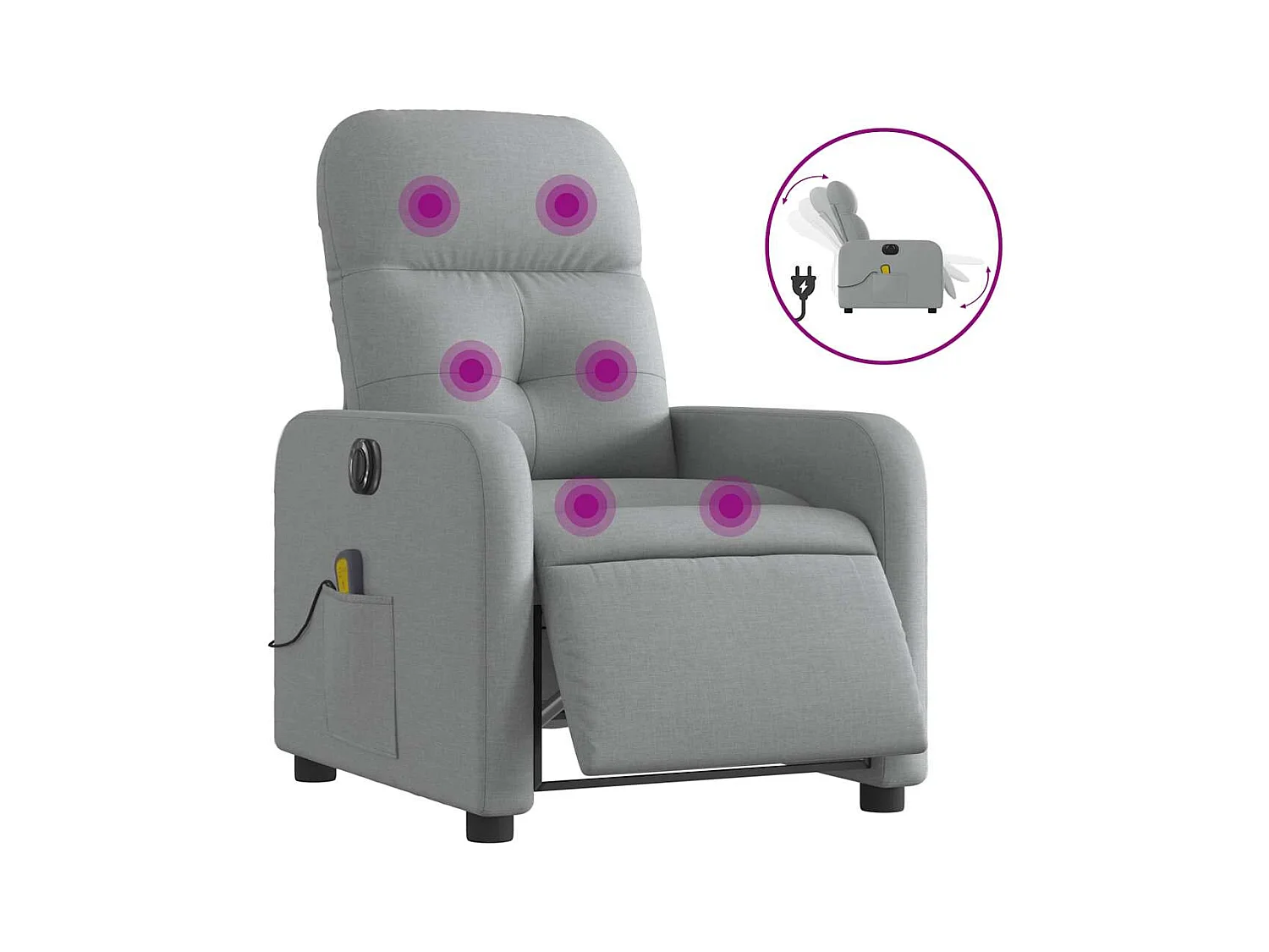 Fauteuil inclinable électrique-Fauteuil de massage de Salon gris clair tissu SHL2063