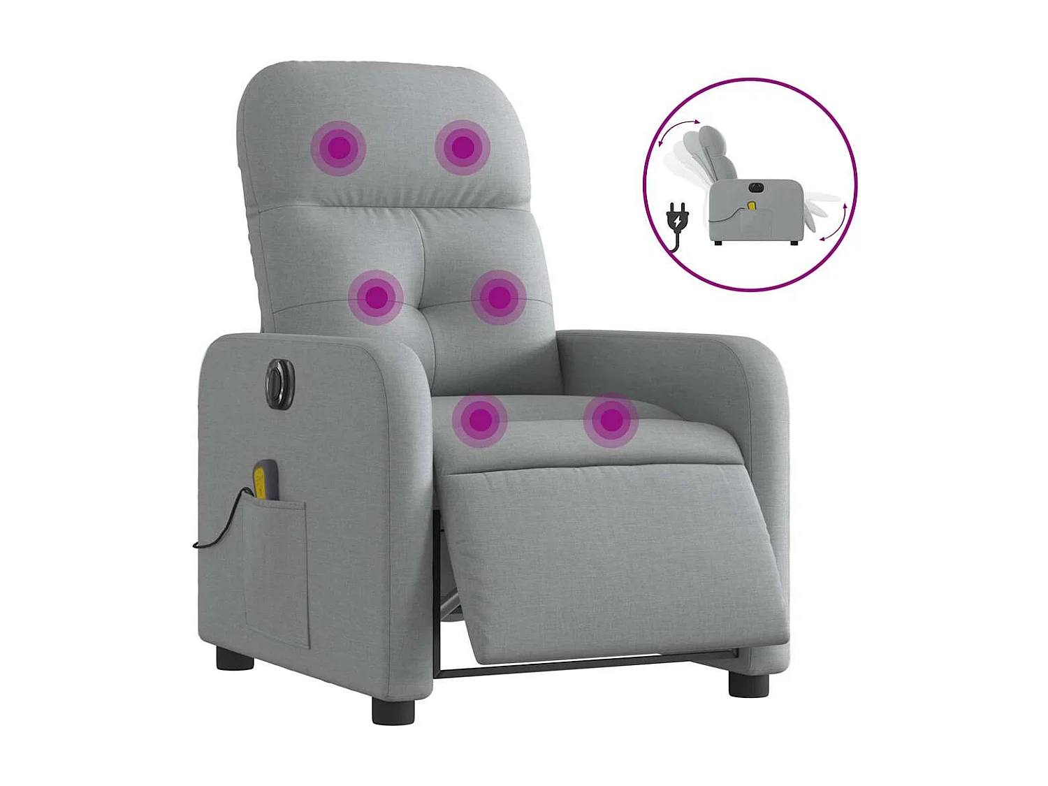 Fauteuil inclinable électrique-Fauteuil de massage de Salon gris clair tissu SHL2063