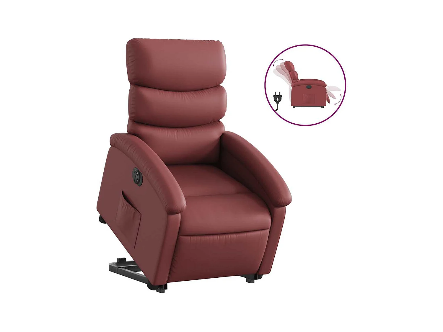 Silla de relax | Sillón elevable eléctrico cuero artificial rojo tinto SHL9495