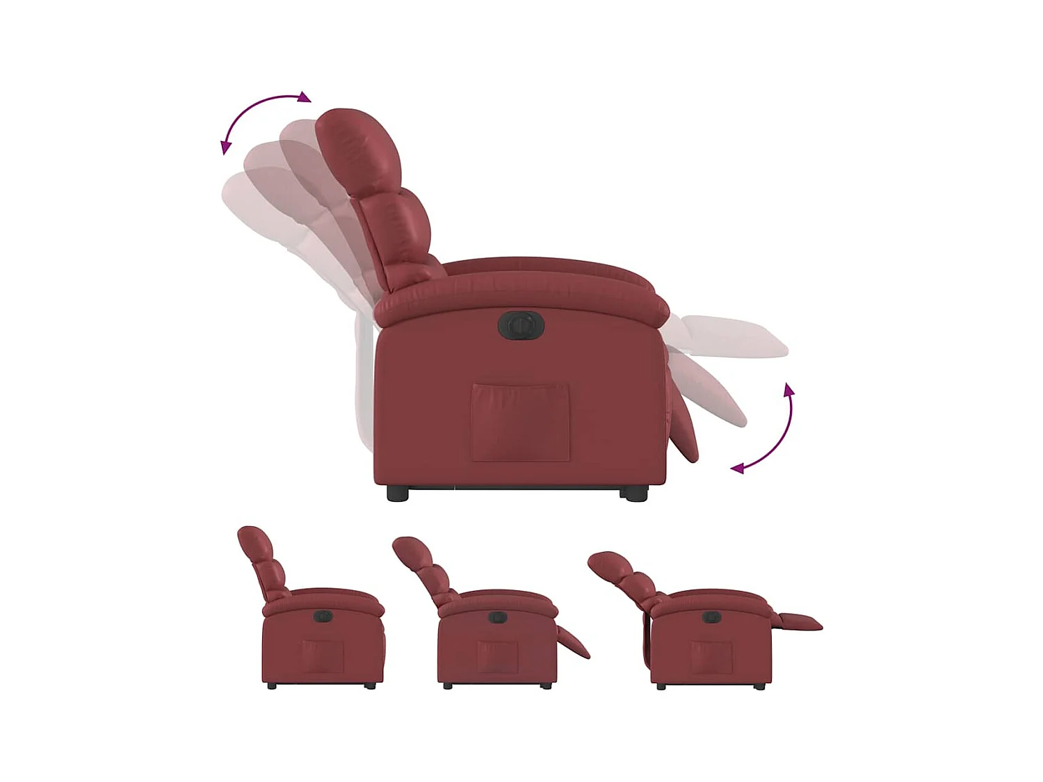 Silla de relax | Sillón elevable eléctrico cuero artificial rojo tinto SHL9495