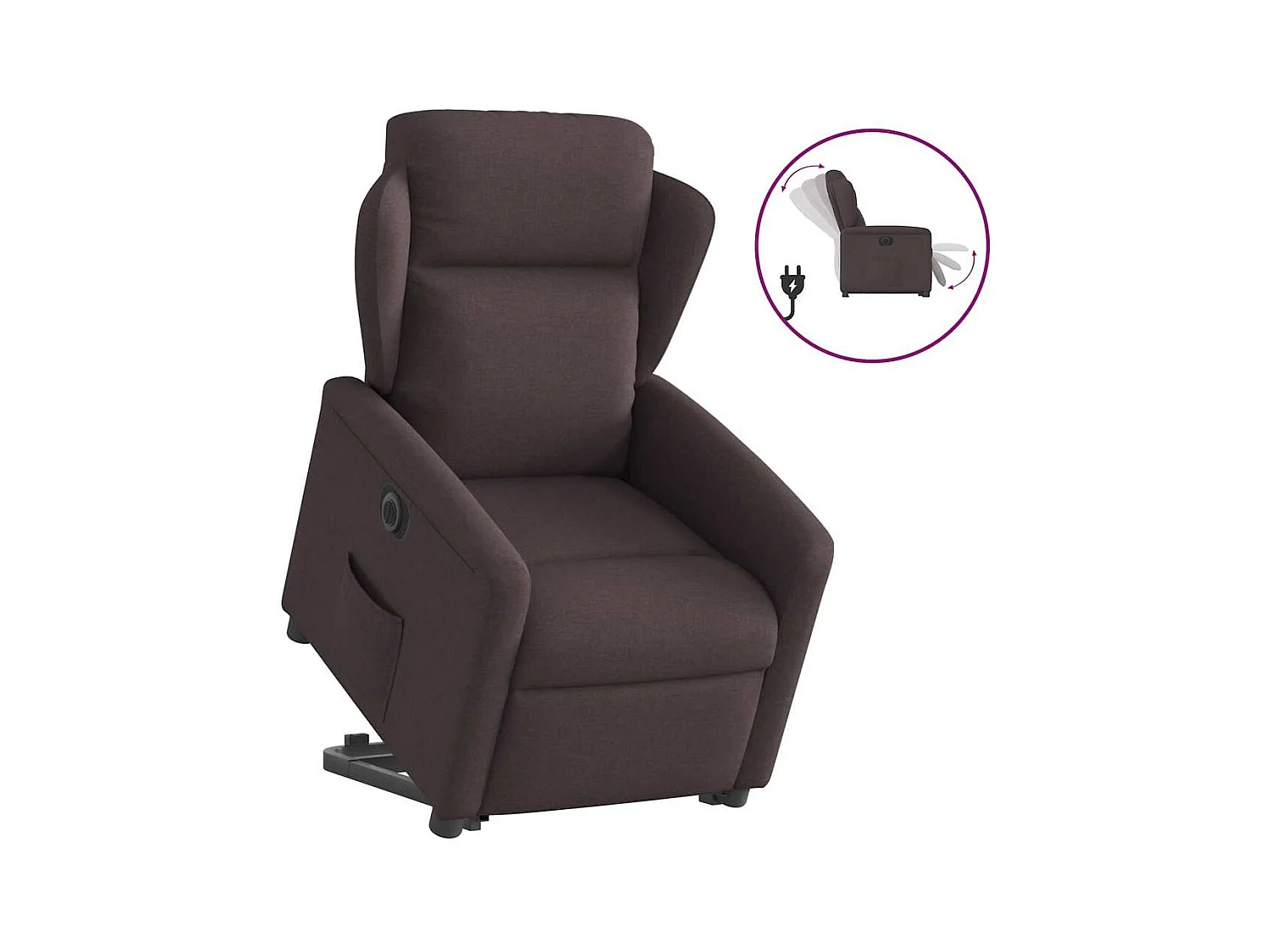 Silla de relax | Sillón eléctrico reclinable elevable de tela marrón oscuro SHL8870