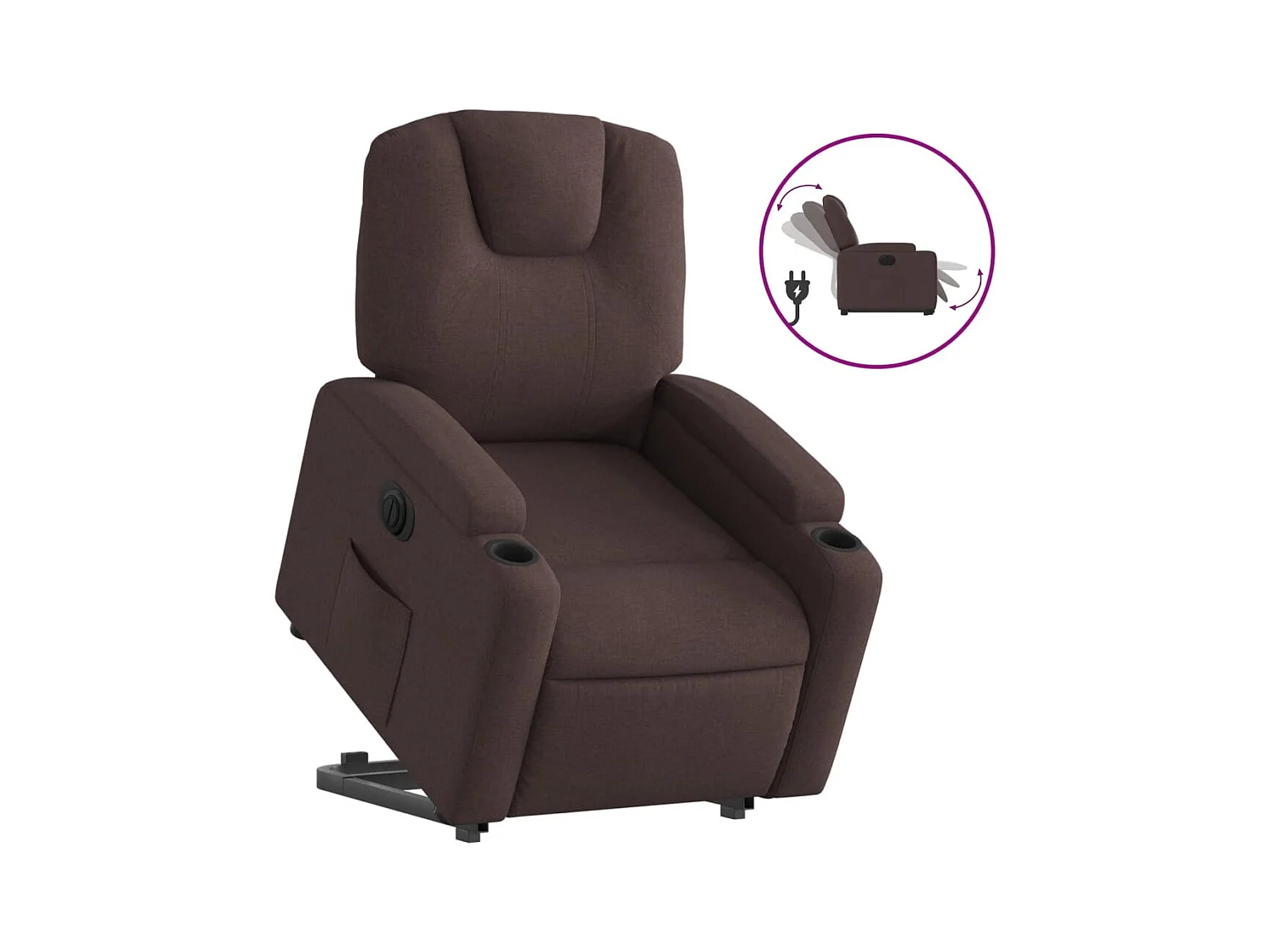 Fauteuil inclinable électrique-Chaise de relax-Fauteuil salon marron foncé tissu SHL946