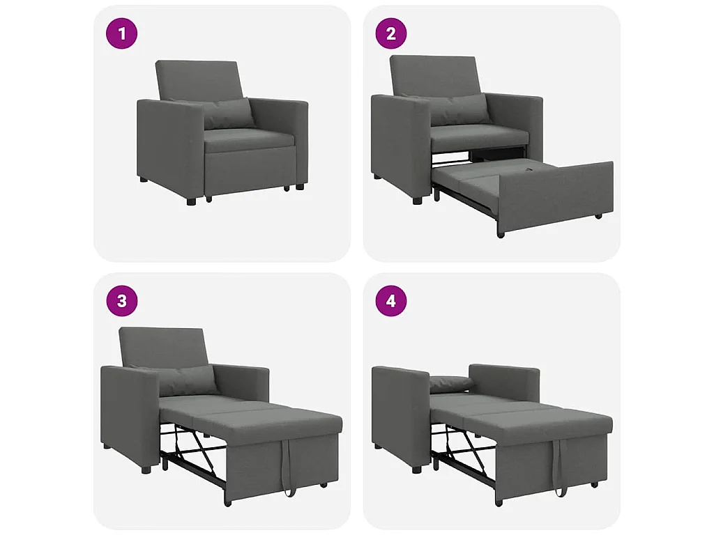 Poltrona Salotto | Divano letto estraibile singolo Grigio scuro 90x165x87cm SHL1233