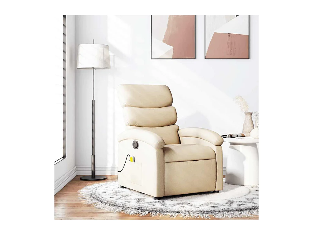 Fauteuil inclinable-Chaise de relax-Fauteuil de Massage crème tissu SHL5286