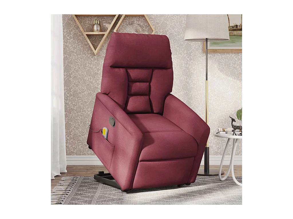 Sillón de relax | Sillón reclinable de masaje elevable tela rojo tinto SHL5275