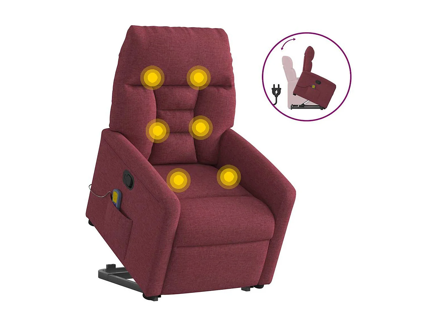 Fauteuil inclinable-Chaise de relax-Fauteuil de Massage Rouge bordeaux Tissu SHL3127