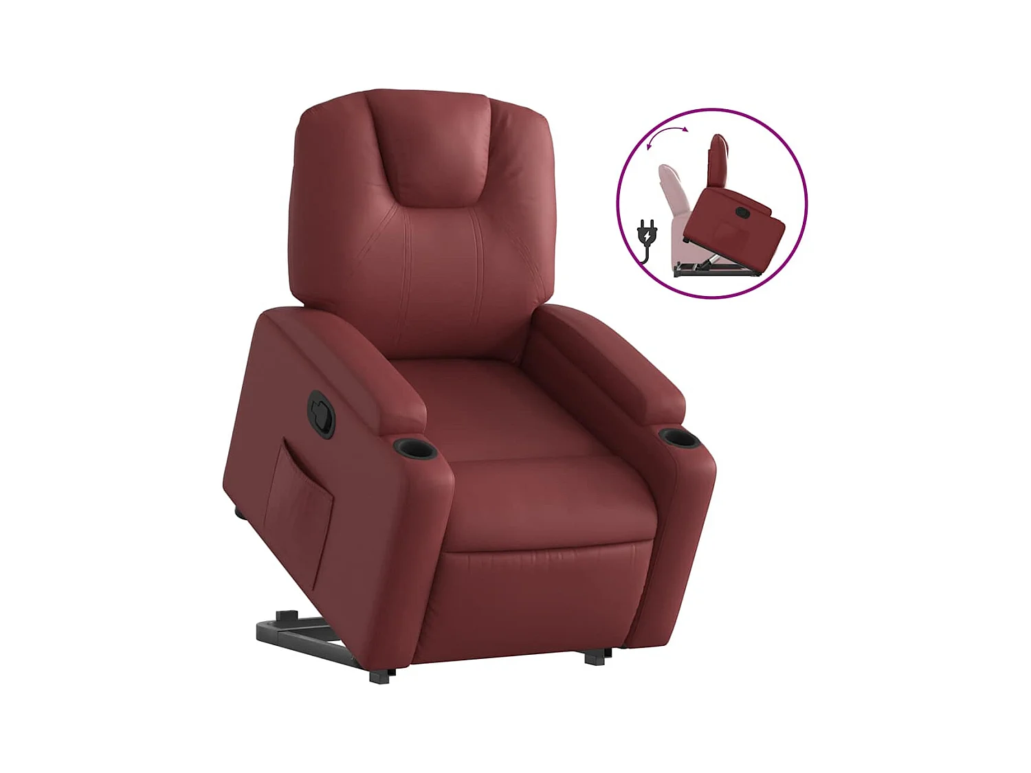 Fauteuil inclinable-Chaise de relax-Fauteuil salon Rouge bordeaux Similicuir SHL3405