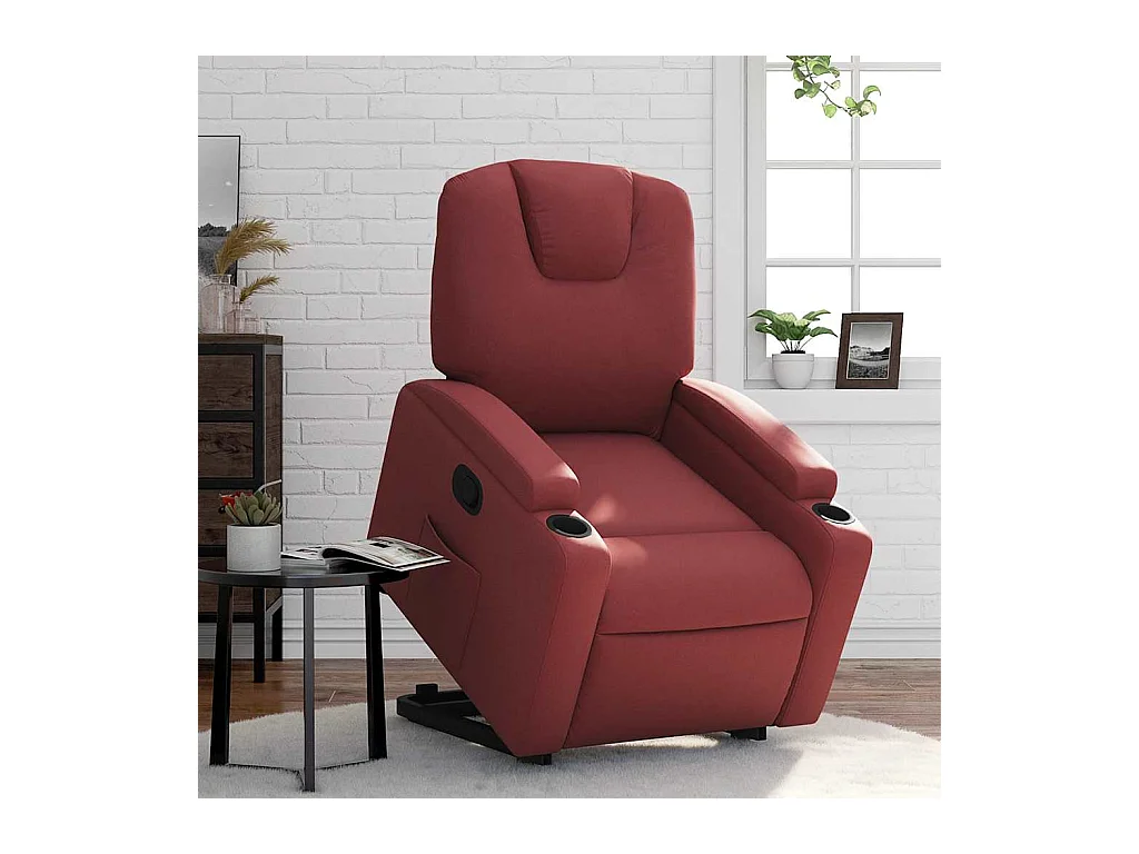 Fauteuil inclinable-Chaise de relax-Fauteuil salon Rouge bordeaux Similicuir SHL3405