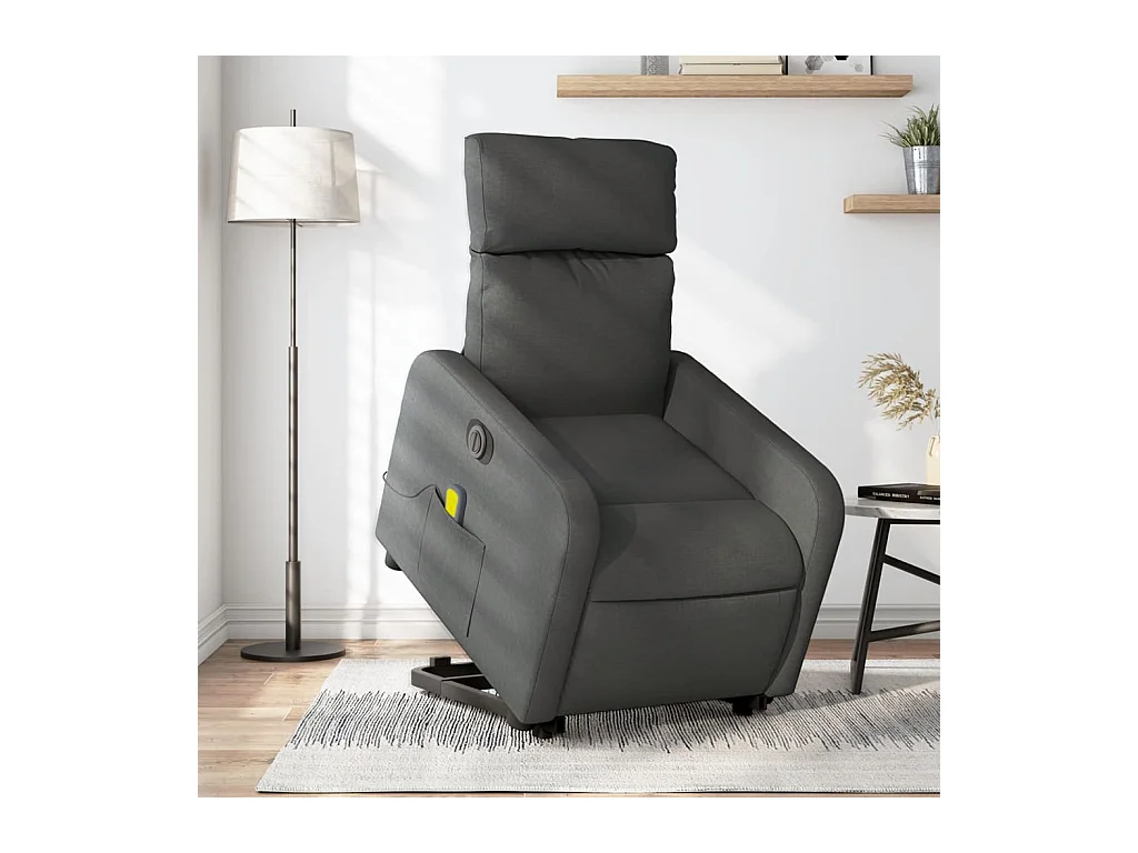 Sillón de salón | Silla | Sillón de masaje eléctrico reclinable elevable tela gris oscuro SHL4363
