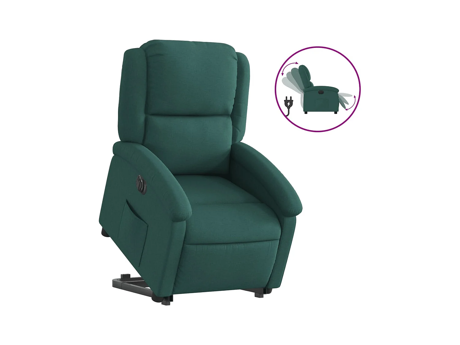 Silla de relax | Sillón eléctrico reclinable elevable de tela verde oscuro SHL7426