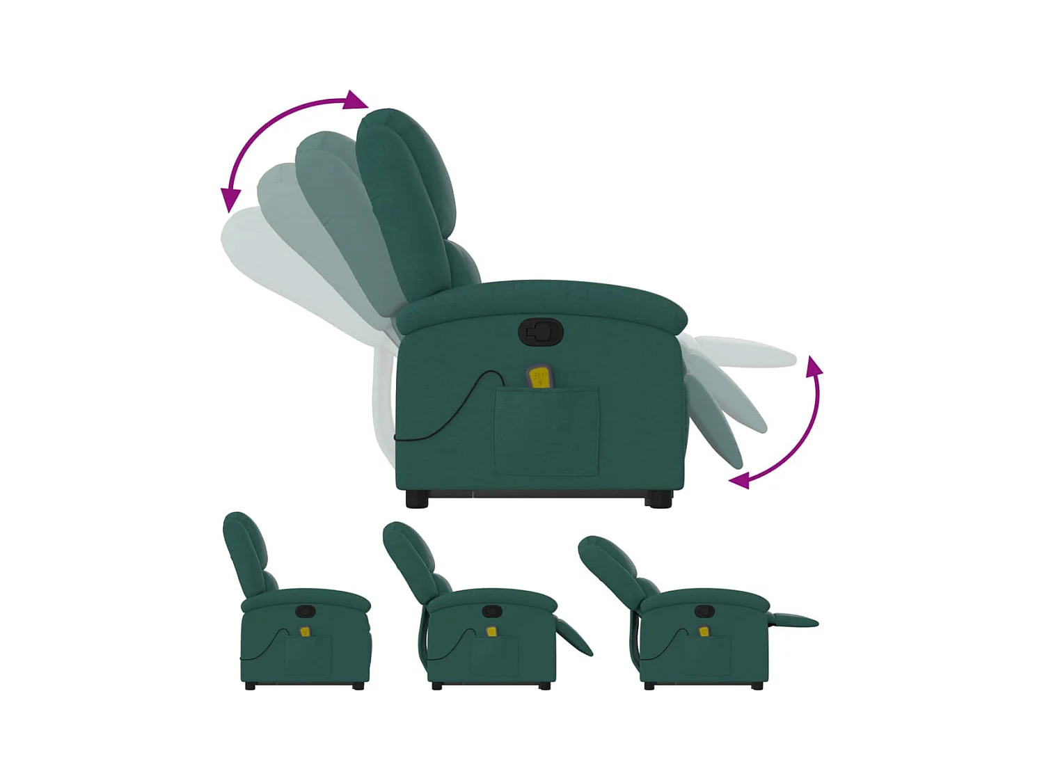 Silla de masaje reclinable de pie de tela verde oscura SHL5512