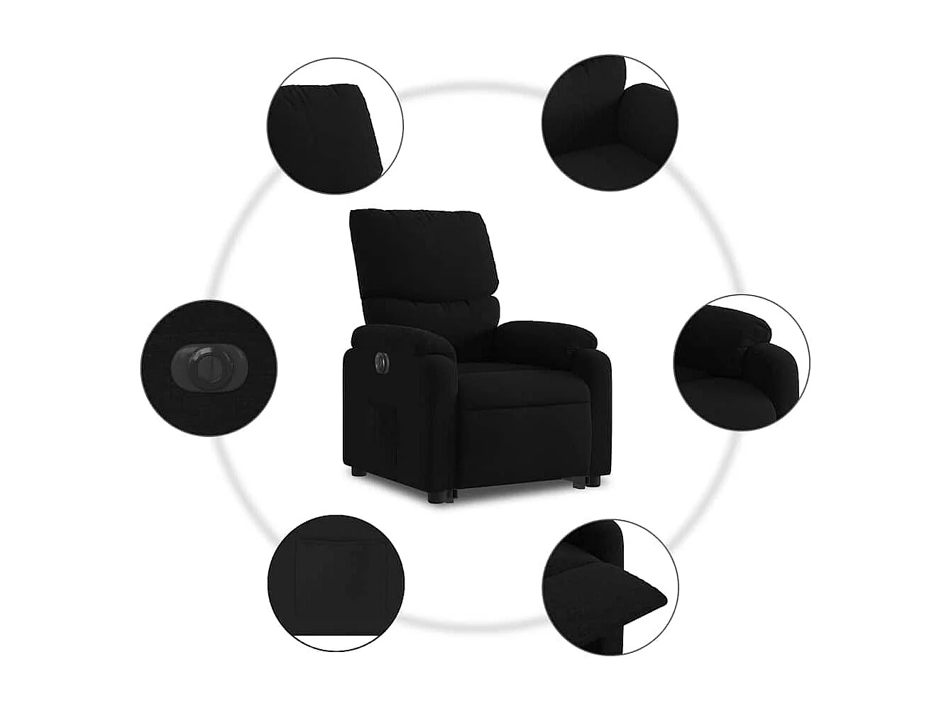 Fauteuil inclinable électrique-Chaise de relax-Fauteuil salon noir tissu SHL4027