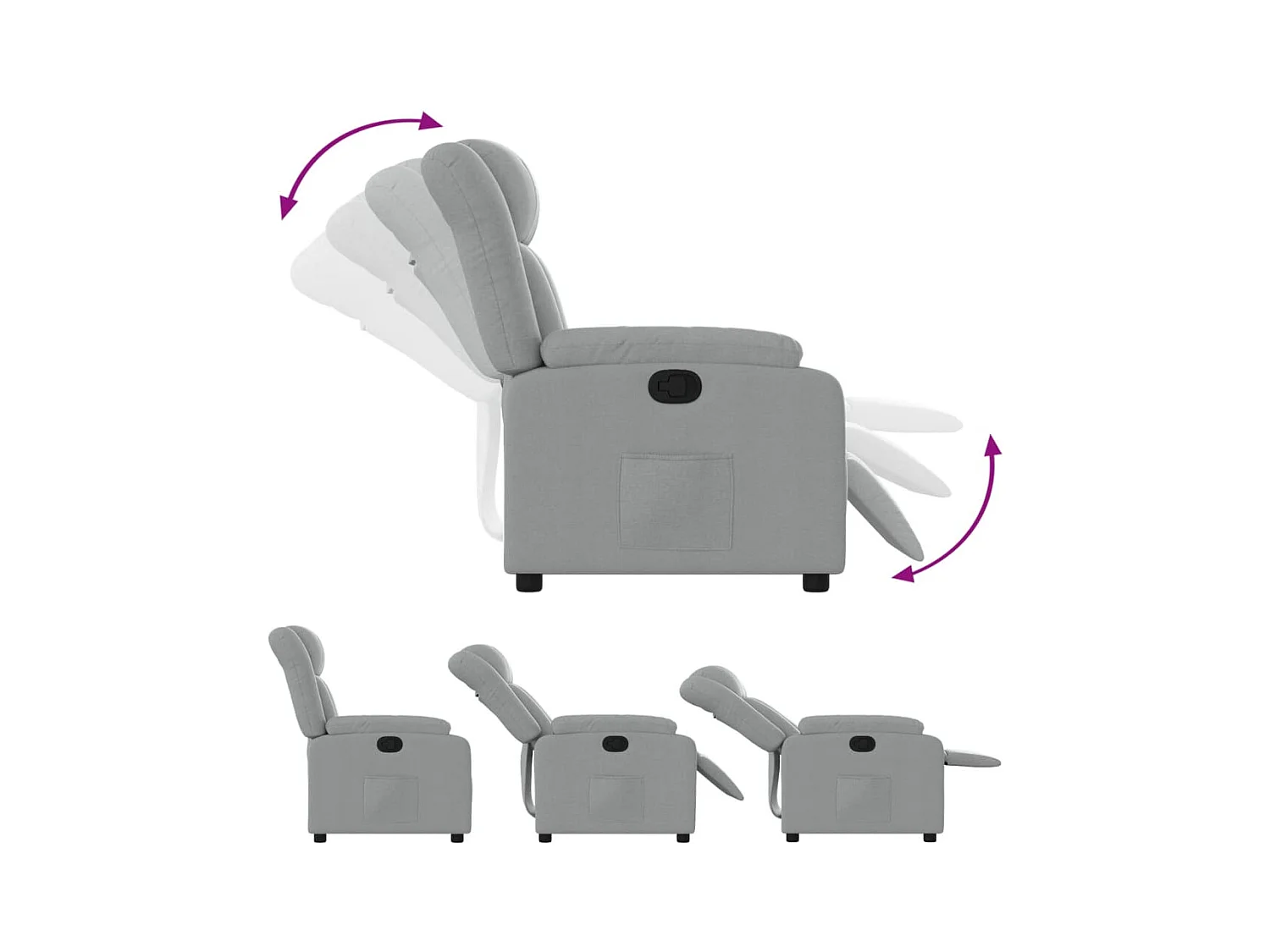 Sillón de relax | Sillón reclinable de tela gris claro SHL6453