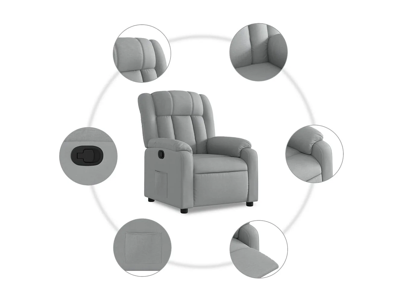 Relaxsessel | Lounge Sessel für Wohnzimmer Hellgrau Stoff SHL85671