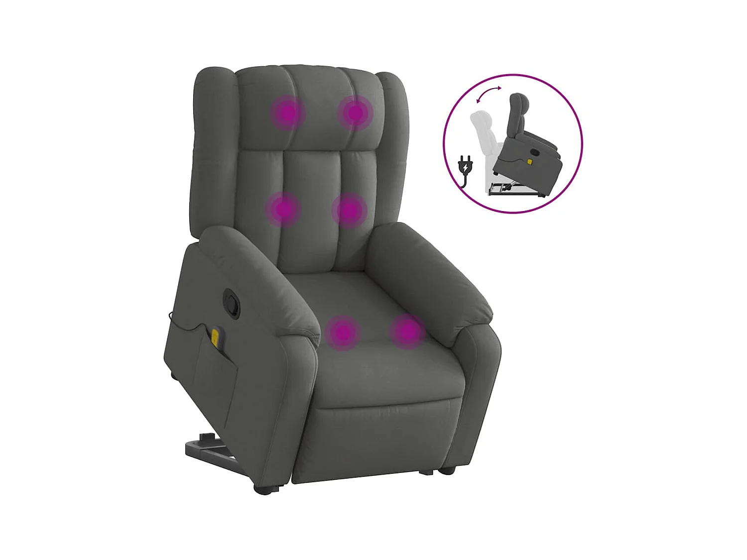 Fauteuil inclinable-Chaise de relax-Fauteuil de Massage Gris foncé Tissu SHL3627