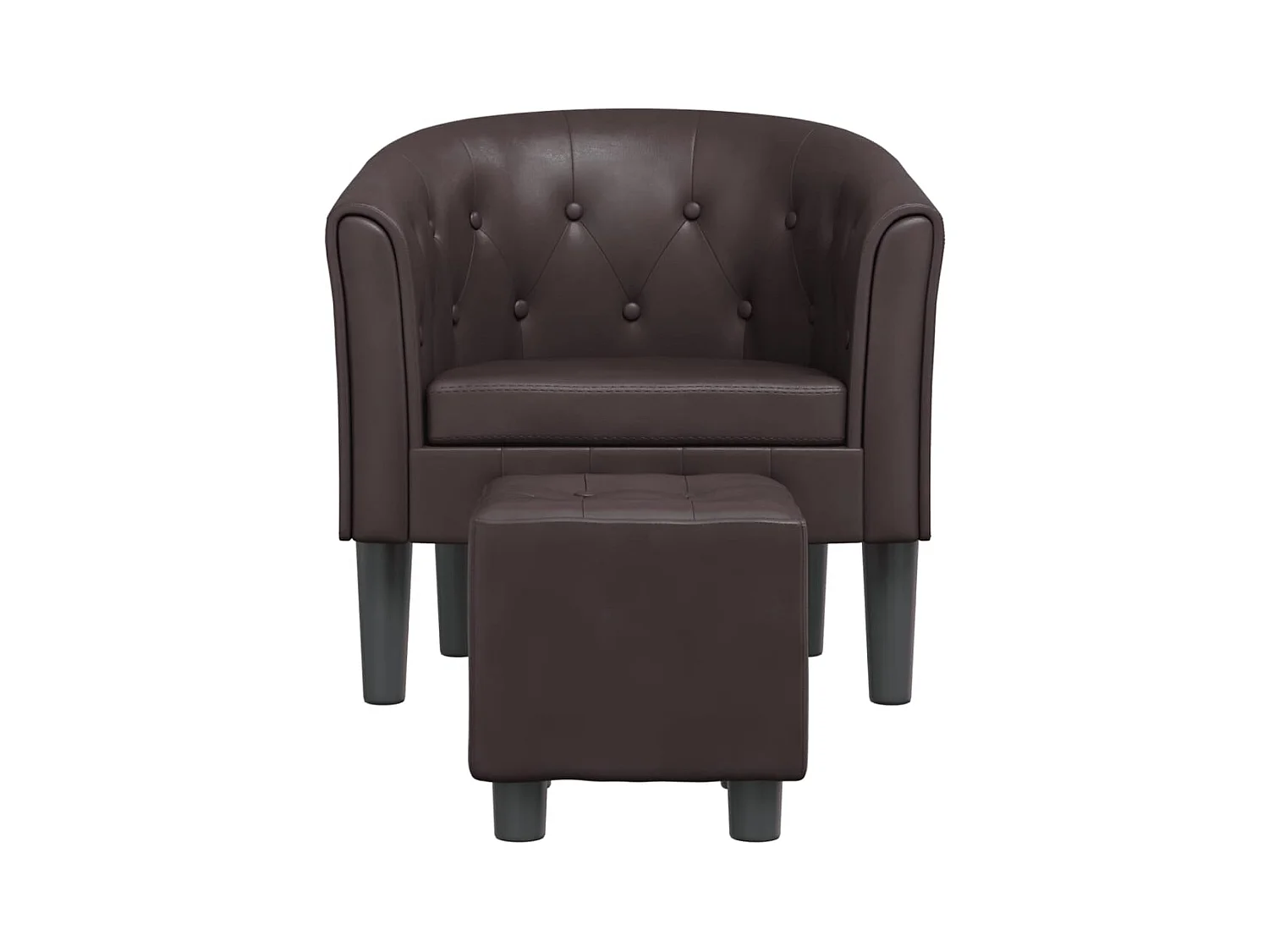 Sillón de salón | Silla de relax con taburete cuero sintético marrón SHL7515