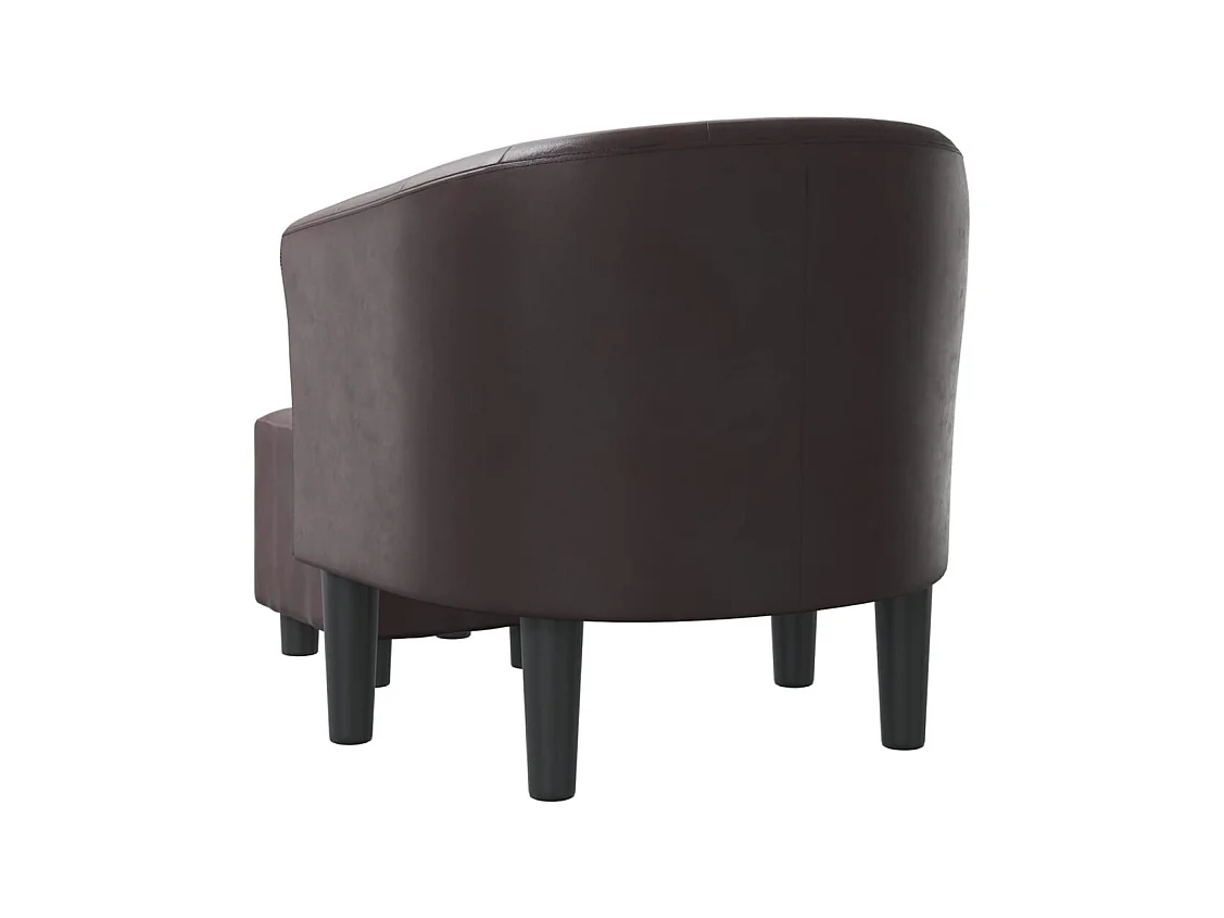 Sillón de salón | Silla de relax con taburete cuero sintético marrón SHL7515