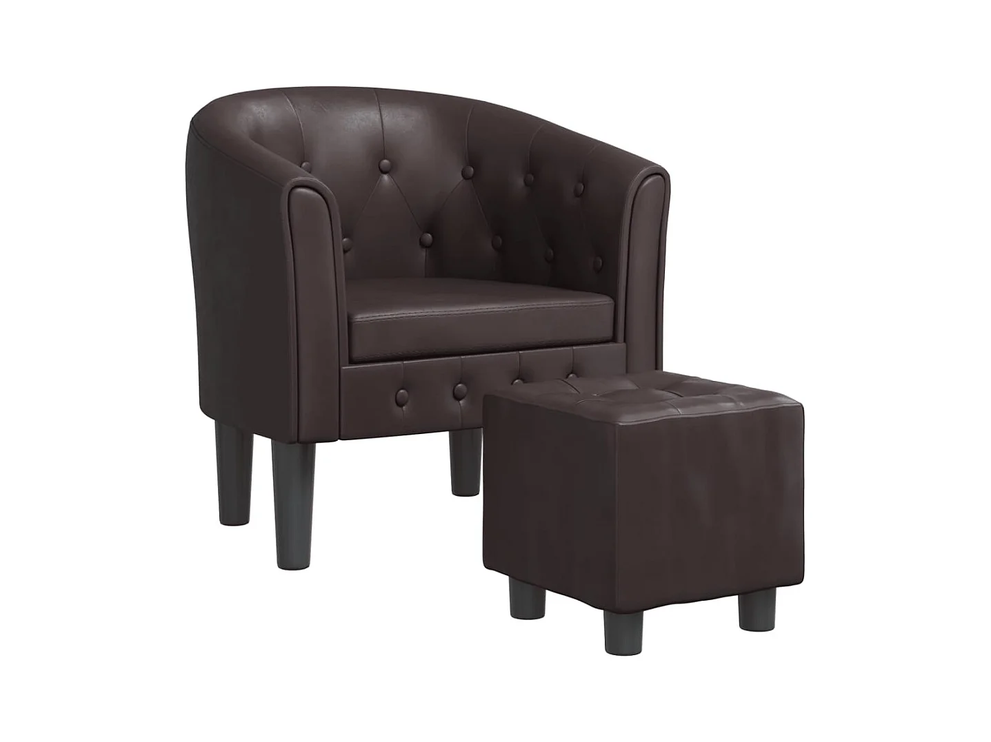 Fauteuil de Salon-Chaise cabriolet avec repose-pied marron similicuir SHL3842