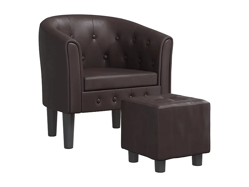 Fauteuil de Salon-Chaise cabriolet avec repose-pied marron similicuir SHL3842