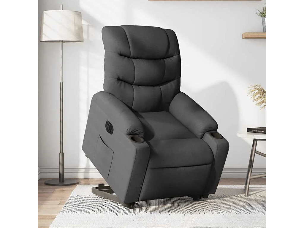 Fauteuil inclinable électrique-Chaise de relax-Fauteuil salon gris foncé tissu SHL3917
